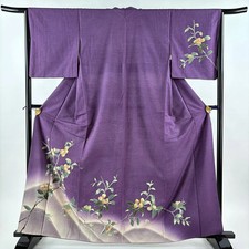 Purple Silk M Kimono Pongee Fabric Used Damage Noted 163.5cm Length 64cm Sleeve