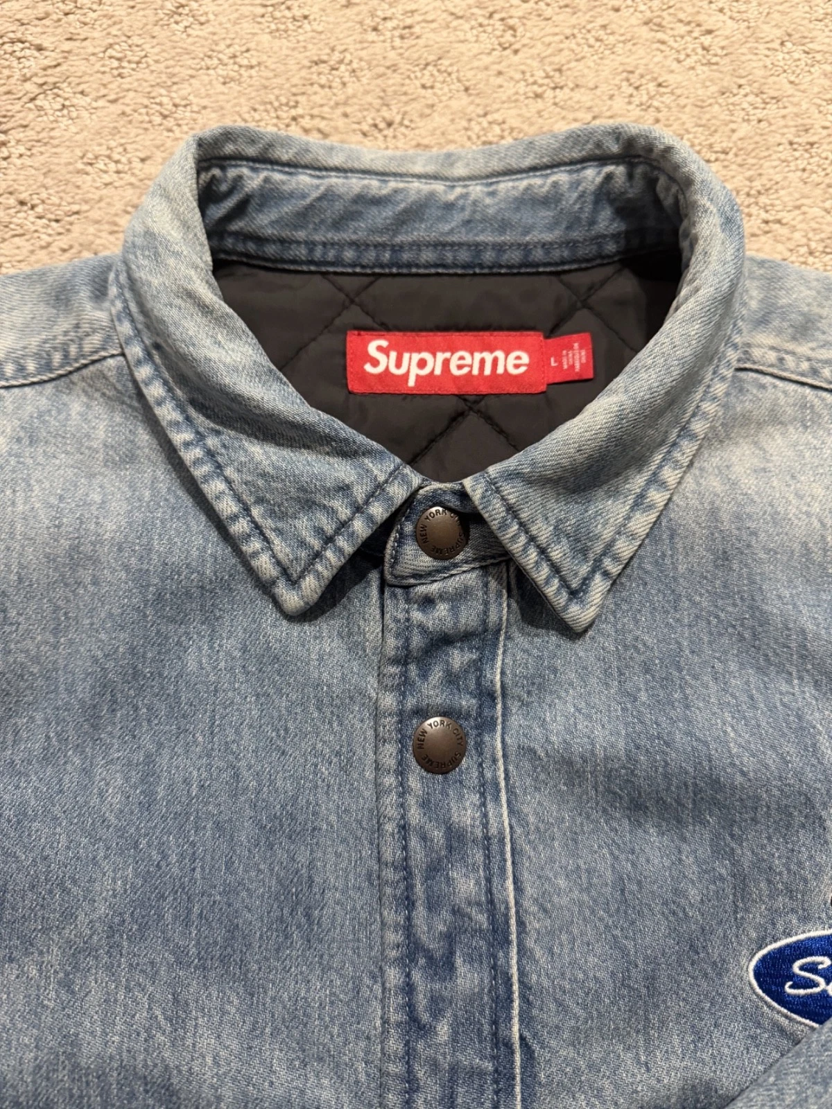 Supreme Quilted Lined Denim Snap Shirt (SS26) Blue nwot - product detail image 4