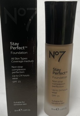 Boots No7 Stay Perfect Foundation Shade# DEEPLY HONEY 30ml Sensitive Skin