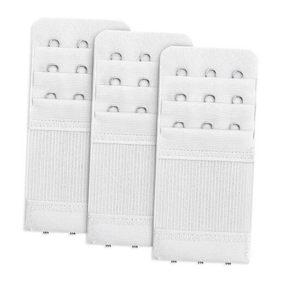 Aster 3 Pieces Bra Extenders 3 Hook 3 Row Lady's Soft Bra Extension Strap White