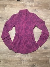 Tommy Bahama Women's Purple Floral Full Zip Activewear Jacket S with Thumbholes