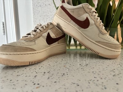 Nike Air Force 1 Beige Brown Low Top Lace Up Sneaker Casual Walking