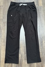 FIGS Women's Yola Skinny Scrub Pants Sz Large Tall Black Technical Scrubs Cargo