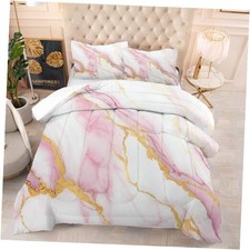 Girls Comforter Set: Bedding Sets for Teen Girls Tween Kids Twin Pink Marble