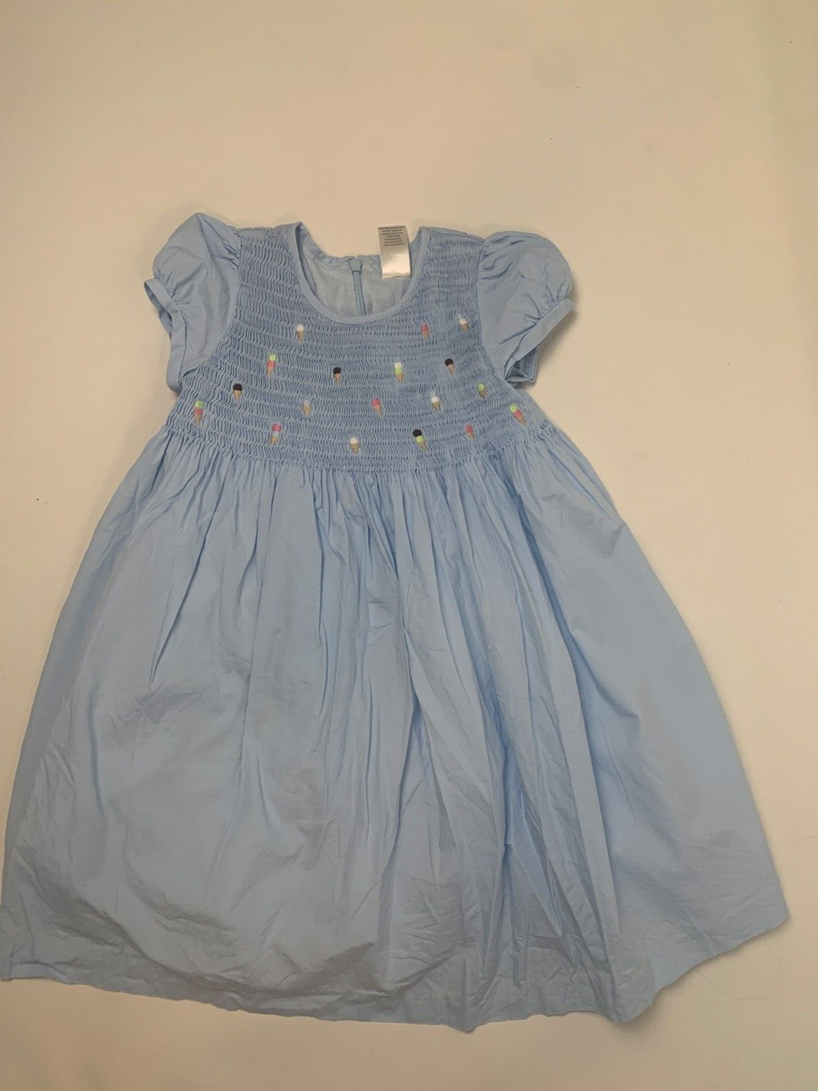 white christmas dresses Smocked Ice Princess Seersucker Dress – The Smocked Flamingo main image 0