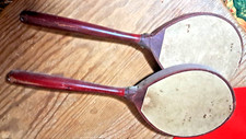 Antique Ping Pong Vellum Wooden Handle Victorian Paddles Vintage