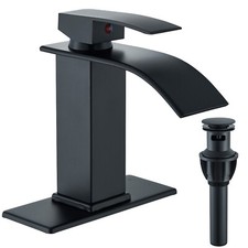 Waterfall Bathroom Sink Faucet Single Handle Hole Vanity Mixer Taps with Cover