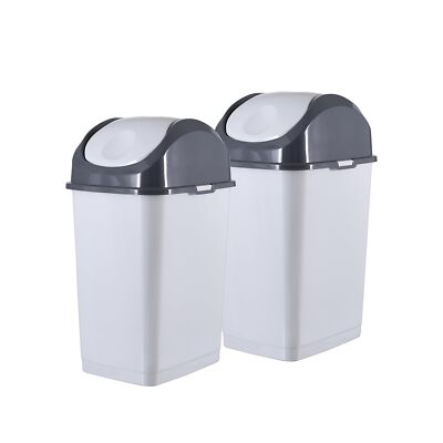 Superio 4.5 Gallon Plastic Swing Top Trash Can with Lid, Gray/Smoke, 2''