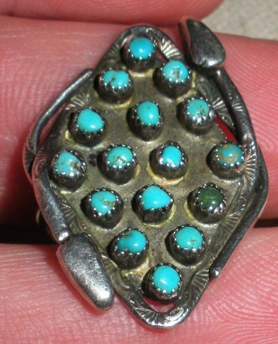 VINTAGE ZUNI TURQUOISE SNAKE DESIGN STERLING SILVER RING SIZE 6 1/4 vafo - Picture 6 of 9