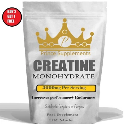 PRINCE SUPPLEMENTS Creatine monohydrate Capsules 3000mg Tablets strength /endurance vegan