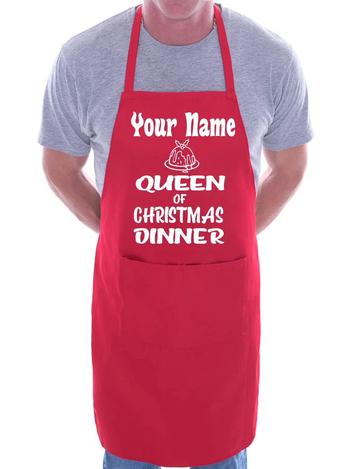 PRINTSHOP2000 Your Name Queen Of Christmas Apron Any Name Xmas Gift Adult Funny Personalised