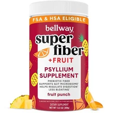 Bellway Super Fiber Powder + Fruit Sugar Free Organic Psyllium Husk Powder Fi...