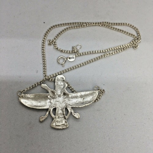 Sterling Silver 925 Faravahar Farvahar Ahura Mazda ZOROASTRIAN Persian Pendent - Picture 3 of 3