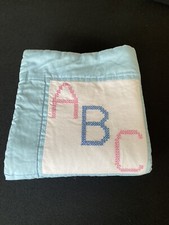 Baby Blanket Quilt Alphabet Animal Cross Stitch Embroider Handmade One Of A Kind