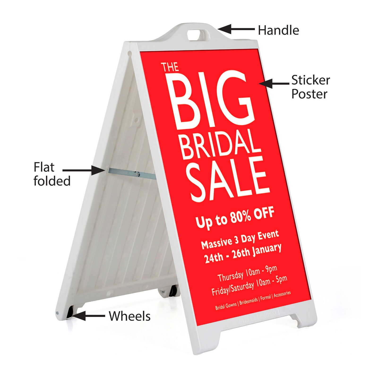 Sandwich Board A-Frame Double Sided Outdoor Sidewalk Sign Holder 24x36 White