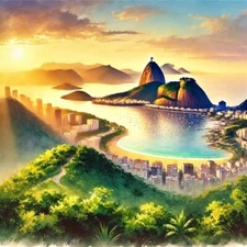 Rio De Janeiro Watercolor Painting (Digital Image)