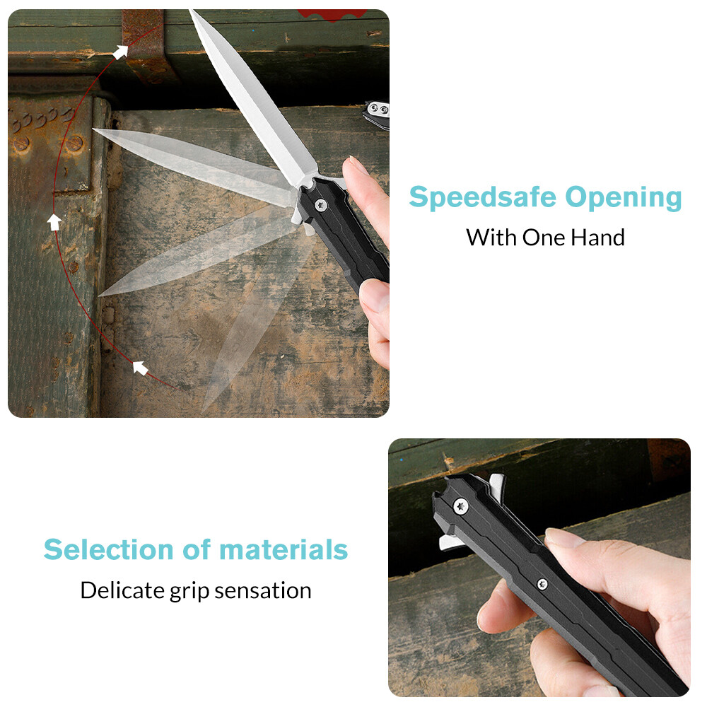 8.9" SPRING OPEN ASSISTED TACTICAL FOLDING POCKET KNIFE MILITARY FIXED BLADE