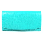 New turquoise Green Genuine Croc Leather Skin Women Tri-fold Clutch Wallet Purse