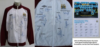 2014-15 Manchester City Jacket Multi Signed inc. Aguero