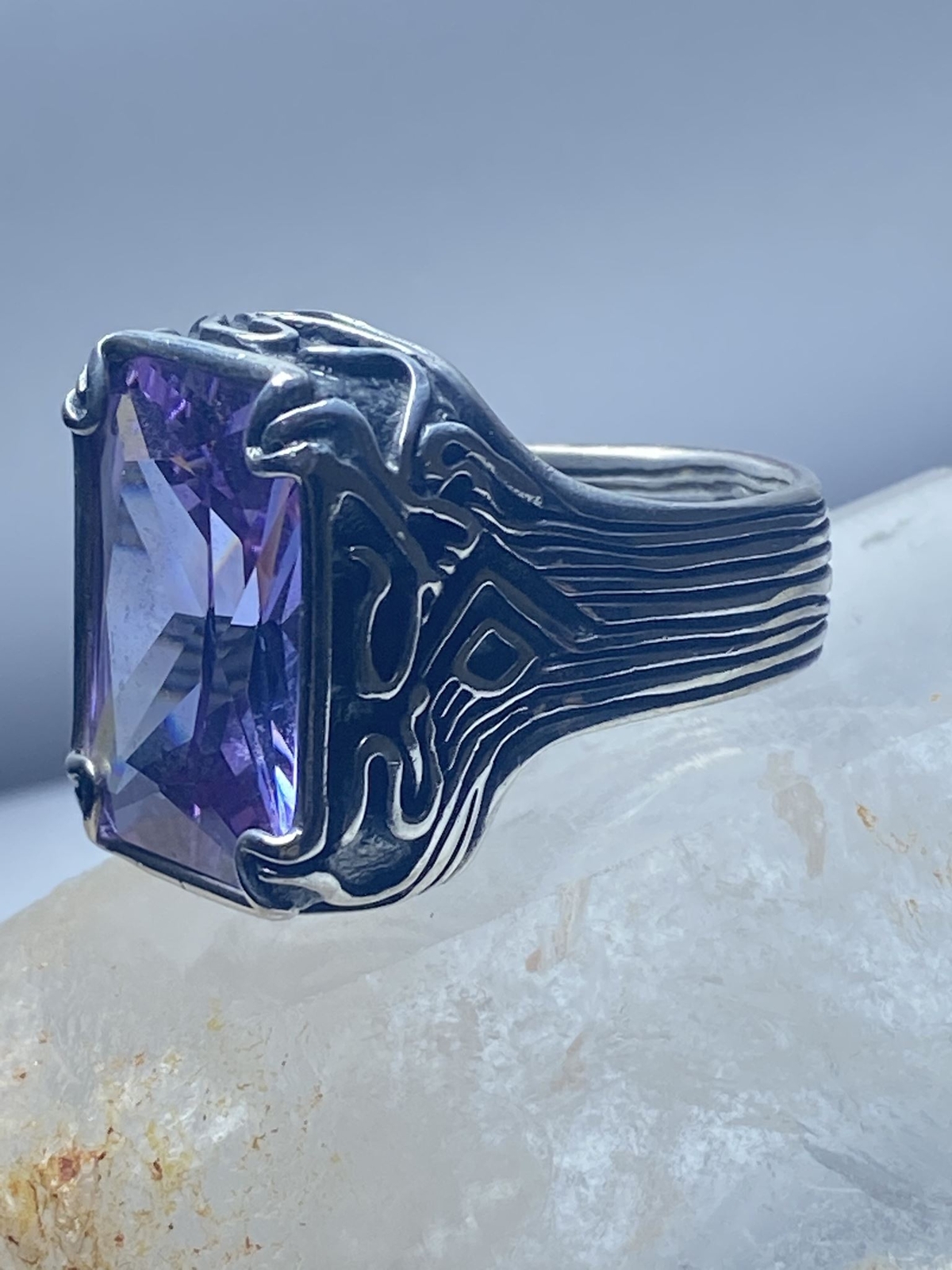 Silpada Ring Statement Purple bulky sterling silv… - image 8