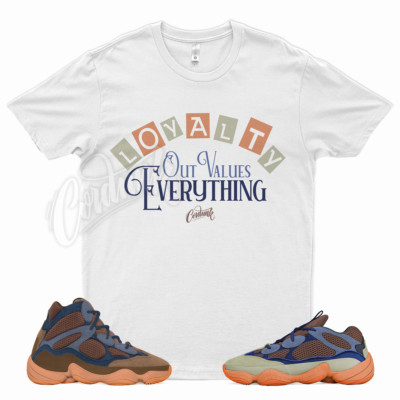 White LOYALTY T Shirt for Adidas YZ 500 Enflame High Tactile Orange Clay