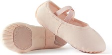 NWT BIG KIDS SIZE 1.5 BEIGE CANVAS BALLET SLIPPER SHOE NEW
