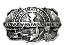 Vietnam Veteran"The Forgotten Warrior" Belt Buckle Siskiyou 1985 30 Vintage