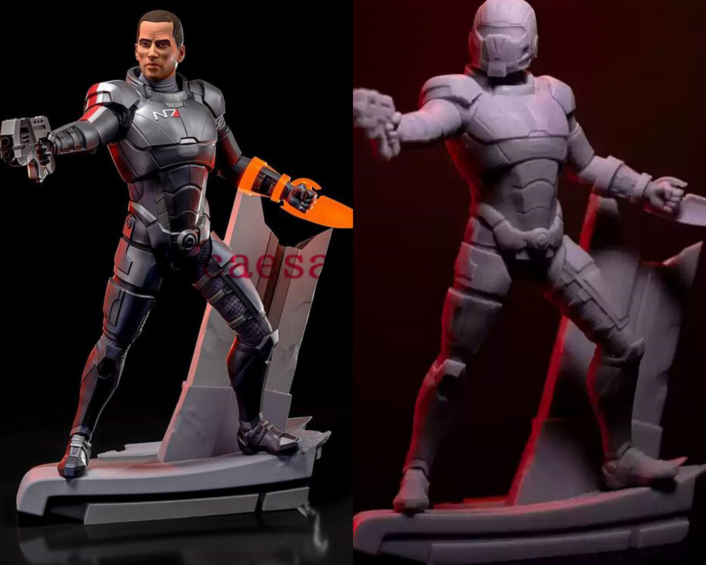 Commander Shepard Mass Effect Figura Impresión 3D Modelo Sin Pintar GK Kit en Blanco