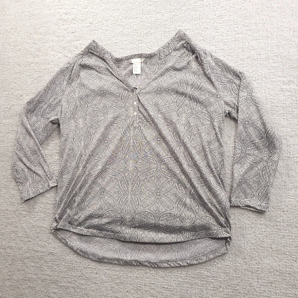 Blusa para mujer H&M talla M manga larga ligera cuello en V informal geométrica  Foto 2 de 4