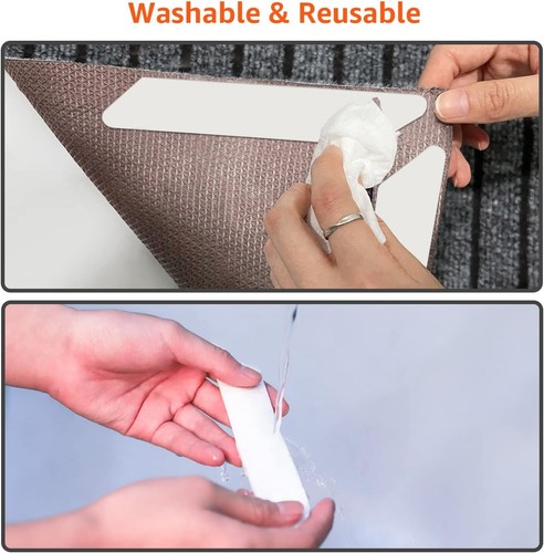 12 PCS Rug Tape, Reusable Washable Grippers for Rugs, Double Sided Non-Slip Rug - Picture 5 of 11