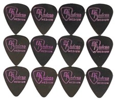 12 D'Andrea Guitar Picks -Medium Gauge-Black Celluloid w/Purple Logo -Unused NOS