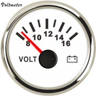 52MM/2-1/16" White Volt Gauge 8-16V Meter For Car Truck Marine Red LED USA STOCK