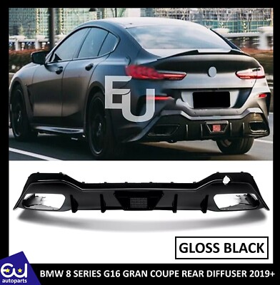 HECKDIFFUSOR GLANZ SCHWARZ MIT LED LICHT FÜR BMW 8ER G16 GRAN COUPE 2019+