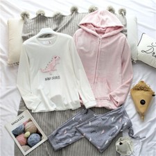 Etam from Paris Womens Nightwear Fleece Coat+Top+Pants Pjs Pajamas Sets M L XL