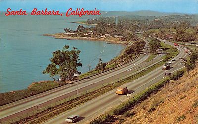 Santa Barbara California Crescent Coastline Us Route 101 Postcard 1962 Pstmk Ebay