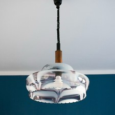 Lampada a sospensione vintage in vetro soffiato stile Mazzega