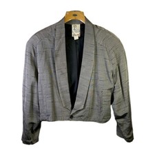80s Mens Cropped Tuxedo Shawl Collar Bolero Jacket - Size Large - Vintage Gray
