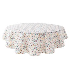 Round Tablecloth 70 Inch Farmhouse Tile Pattern Indoor Outdoor Waterproof PEVA