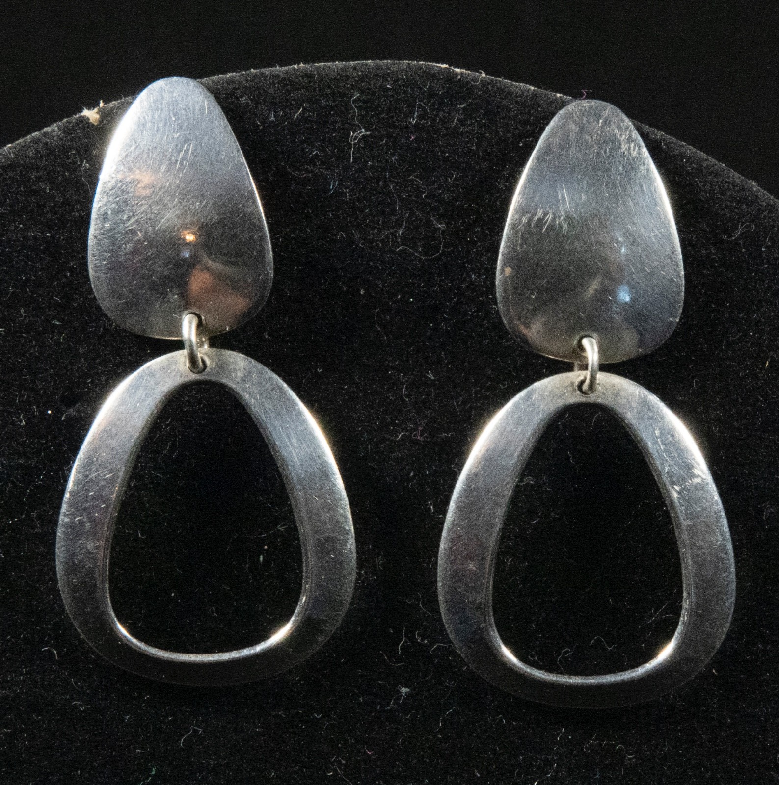 Sterling Silver Dangle Drop Triangular Hoop Earri… - image 1