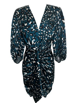 Alexandre Vauthier Teal Leopard Mini Dress