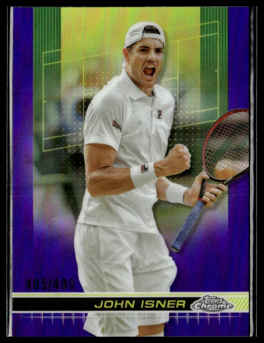 2024 Topps Chrome Tennis 92 John Isner Purple Refractor 405/499