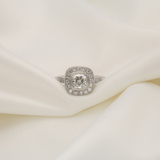 Platinum 1.53ct Diamond Halo Engagement Ring With Hidden Diamonds On Collar