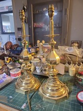 Heavy Brass Tall Lamos Pair