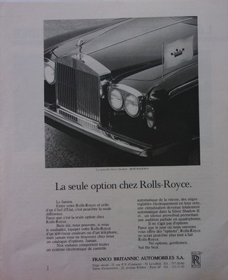 SELTENE Werbung AUTO ROLLS-ROYCE Siver Shadow Baujahr 1977 Ref. 5285