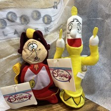 VTG Disney Store Beauty  the Beast Bean Bag Plush Lot of 2 Lumiere Cogsworth