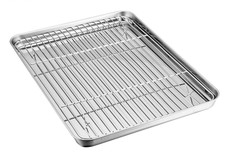 Baking Sheet with Rack Set, Stainless Steel Baking Pan Tray Cookie Sheet with Co