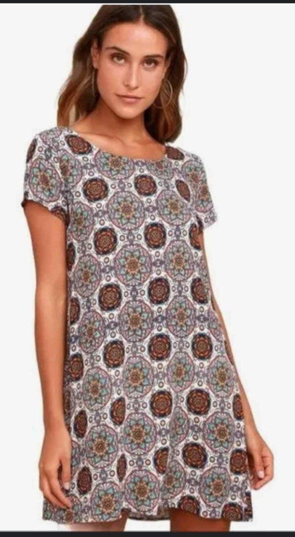Lulus Perfect Getaway Printed Shift Mini Dress Si… - image 1