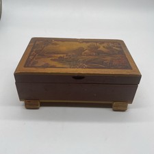 Vintage Handmade Wooden Trinket Jewelry Box