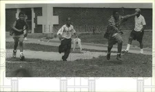 1994 Press Photo Kids jump for joy on last day of school in Albany, New York