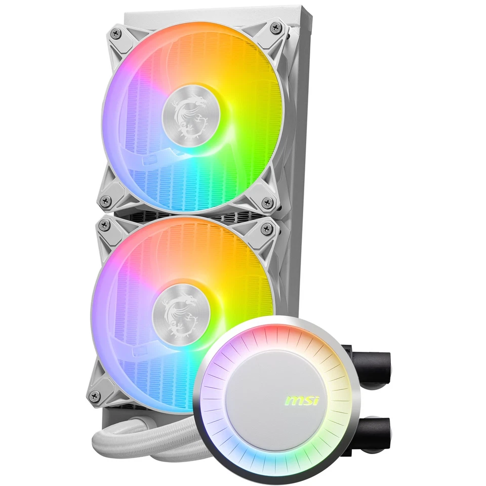 MSI Dissipatore MAG CORELIQUID E240 Bianco con RGB e Ventole da 120mm - Immagine 4 di 4